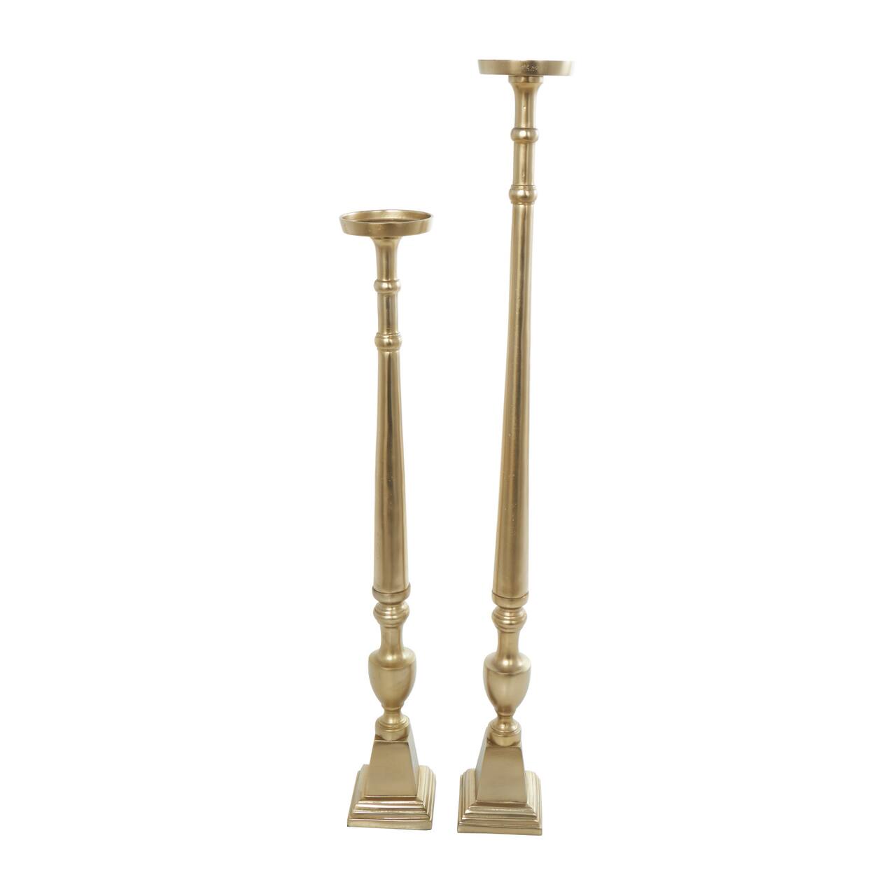 Aluminum Tall Floor Pillar Candle Holder Set